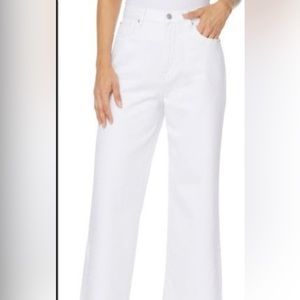 Kensie True Vintage High Rise Pleated Crop Ankle White Jeans Women’s Size 10